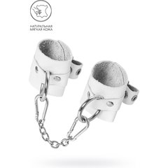  Белые мягкие кожаные наручники с люверсами 