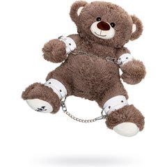  Бондажный набор: бурый мишка с белыми оковами и наручниками 