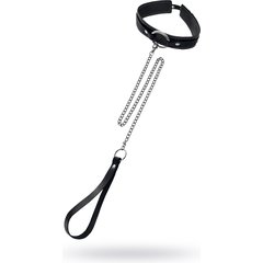  Кожаный ошейник-чокер с поводком 