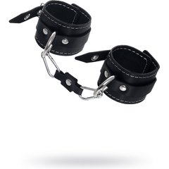  Черные двухслойные наручники с белой строчкой 