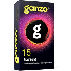  Презервативы анатомической формы с точечной и ребристой структурой Ganzo Extase 15 шт 