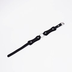  Черный кожаный ошейник с кольцом 