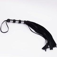  Черный кожаный флоггер со стальной ручкой 45 см 