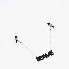  Зажимы на соски с кожаной подвеской Slave 