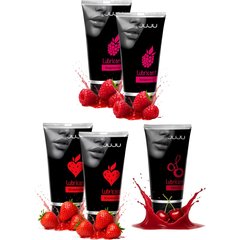  Набор из 5 съедобных лубрикантов JUJU (клубника х 2, малина х 2, вишня) 