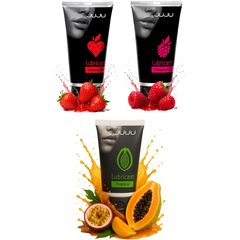  Набор из 3 съедобных лубрикантов JUJU (клубника, малина, тропические фрукты) 