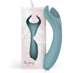  Голубой двусторонний вибромассажёр для пар The Peony 19,2 см 