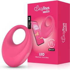  Розовое интерактивное эрекционное виброкольцо Leo 