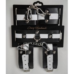  Набор фиксаторов из черной и белой натуральной кожи 