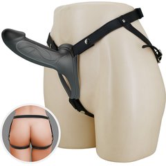  Черный полый мужской страпон London 16,8 см 