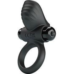  Черное эрекционное кольцо с вибрацией Adrien 