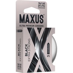  Черные утолщенные презервативы MAXUS Extra Strong с железным кейсом 3 шт 