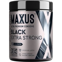  Черные утолщенные презервативы MAXUS Extra Strong с железным кейсом 15 шт 