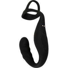  Черное эрекционное кольцо со стимуляцией промежности и анальной пробкой Cock Ring with RC Prostate Plug 