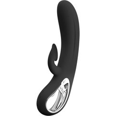  Черный вибратор-кролик Romance Massage 24 см 