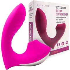  Ярко-розовый вибромассажер с вакуумной стимуляцией клитора 