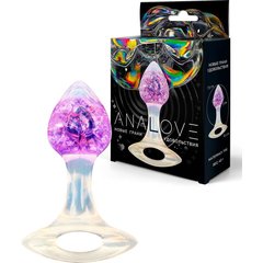  Сиреневатая анальная пробка с ручкой 8,5 см 