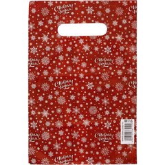  Красный подарочный новогодний пакет с вырубной ручкой (20х30 см) 