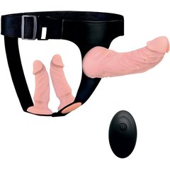  Женский страпон с 3 насадками и вибрацией 