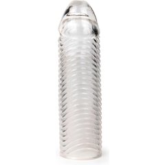  Прозрачная закрытая насадка на пенис с ребрышками 16 см 