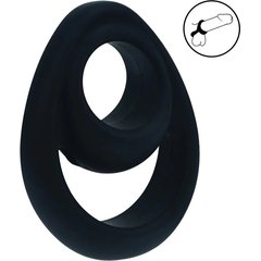  Черное эрекционное кольцо Double Ergo Silicone Cockring 