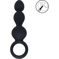  Черная анальная елочка Beaded Silicone Anal Probe with Loop 
