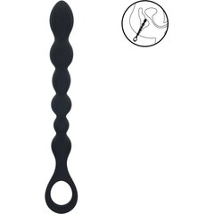  Черная силиконовая цепочка Beaded Snake Silicone Anal Probe with Loop 26 см 