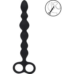  Черная анальная цепочка Beaded Silicone Anal Probe with Double Loop 24 см 