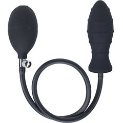  Черная анальная втулка с функцией расширения Ribbed Inflatable Silicone Anal Plug 