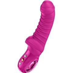  Лиловый вибратор Tiger с ребрышками 22,5 см 