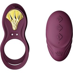  Фиолетовое эрекционное виброкольцо Bayek с пультом ДУ 