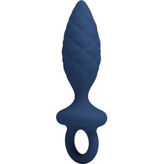  Синяя анальная пробка с кольцом Butt Plug with Loop S 11,5 см 