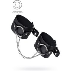  Черные оковы из толстой кожи с люверсами 