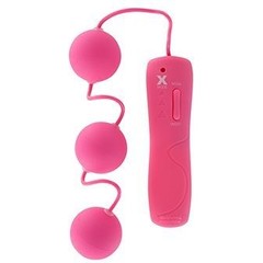  Три розовых вагинальных шарика с вибрацией и выносным пультом управления 