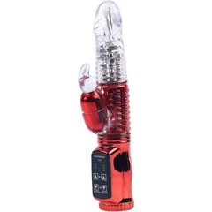  Красный вибратор с 24 режимами вибрации и ротации 21 см 