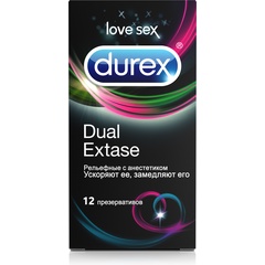  Рельефные презервативы с анестетиком Durex Dual Extase 12 шт 