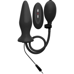  Чёрный анальный стимулятор с функцией расширения и вибрацией Inflatable Vibrating Silicone Plug 12,2 см 