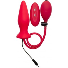  Красный анальный стимулятор с функцией расширения и вибрацией Inflatable Vibrating Silicone Plug 12,2 см 