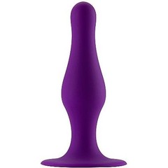  Фиолетовая анальная пробка с длинным кончиком Butt Plug with Suction Cup Medium 