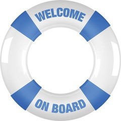  Бело-голубое эрекционное кольцо на пенис Buoy Welcome On Board 