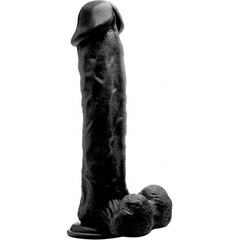  Чёрный фаллоимитатор Realistic Cock 11 With Scrotum 29,5 см 