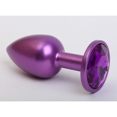  Фиолетовая анальная пробка с фиолетовым стразом 7,6 см 