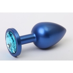  Синяя анальная пробка с голубым кристаллом 8,2 см 
