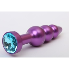  Фиолетовая фигурная анальная ёлочка с голубым кристаллом 11,2 см 
