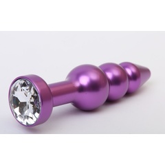  Фиолетовая фигурная анальная ёлочка с прозрачным кристаллом 11,2 см 