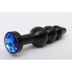  Чёрная анальная ёлочка с синим кристаллом 11,2 см 