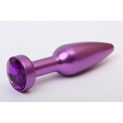  Фиолетовая анальная пробка с фиолетовым стразом 11,2 см 
