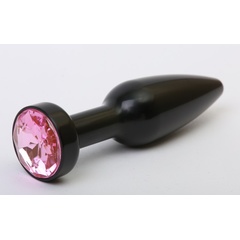  Чёрная удлинённая пробка с розовым кристаллом 11,2 см 