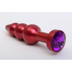  Красная анальная ёлочка с фиолетовым кристаллом 11,2 см 