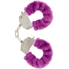  Металлические наручники с фиолетовым мехом 
